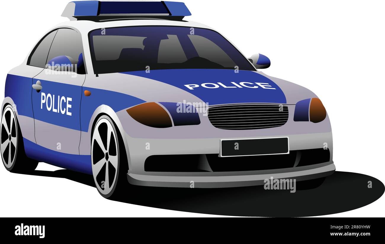Polizei-Auto. Kommunale Verkehrsunternehmen. Farbige Vektor-Illustration. Stock Vektor