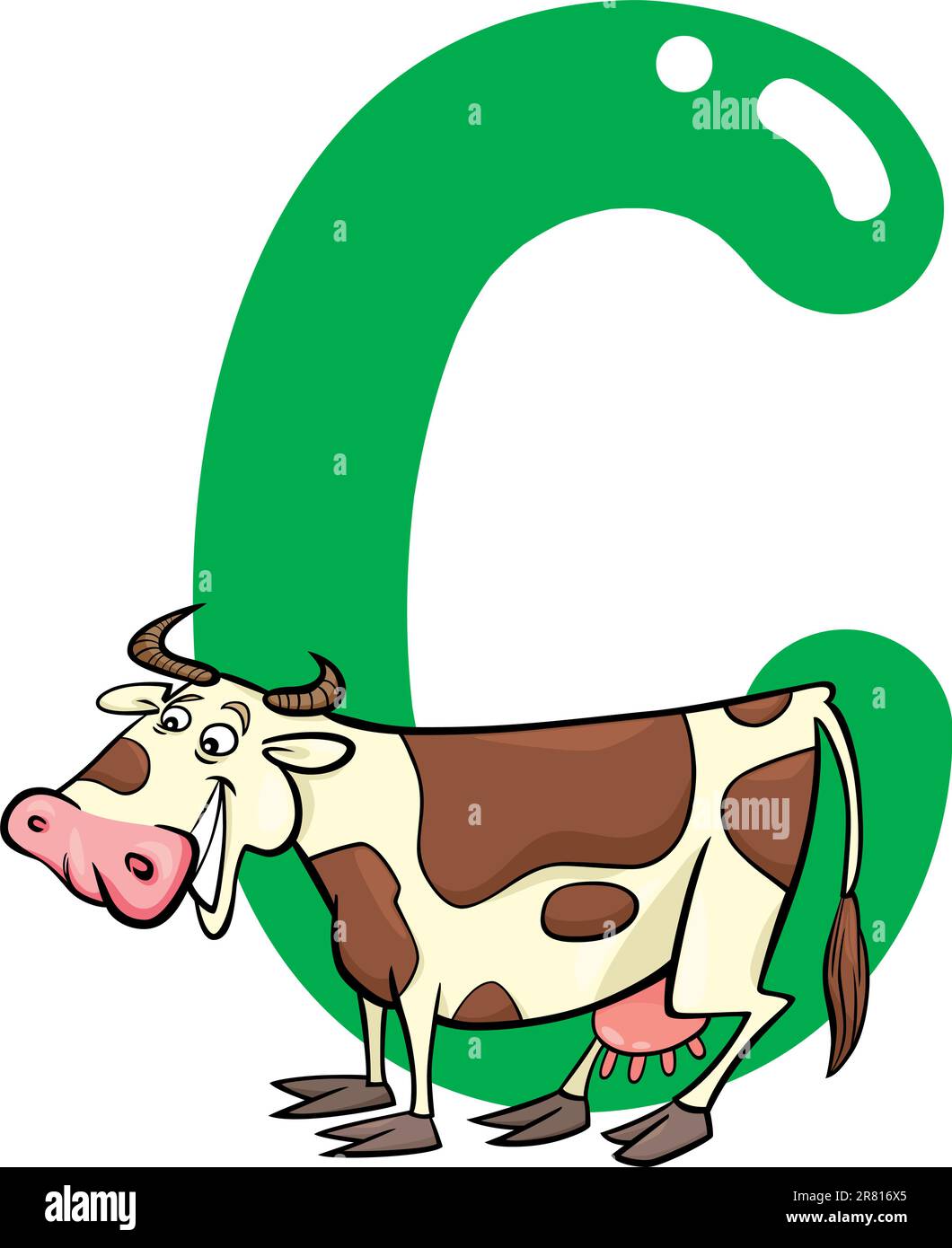 Cartoon Illustration des C-Brief für die Kuh Stock Vektor