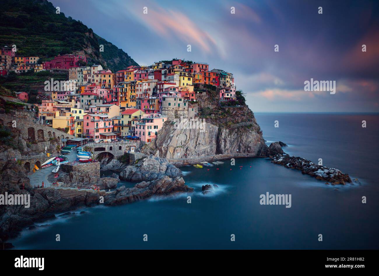 Cinque Terre, Blick auf Manarola - die Provinz La Spezia, Ligurien, Norditalien Stockfoto