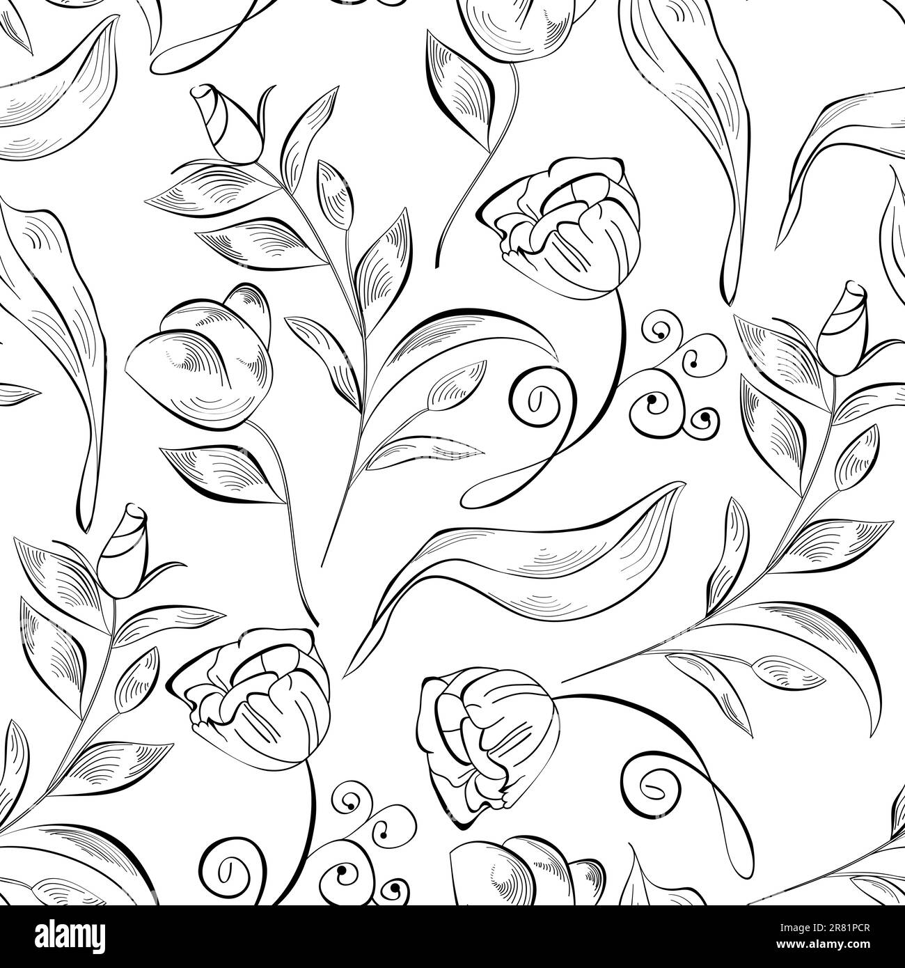 Dekoratives Nahtmuster mit Originalblumen Stock Vektor