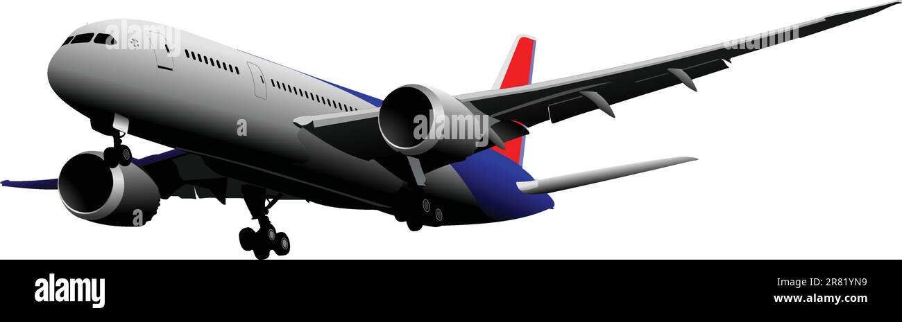 Passagierflugzeug in der Luft. Vektor-illustration Stock Vektor