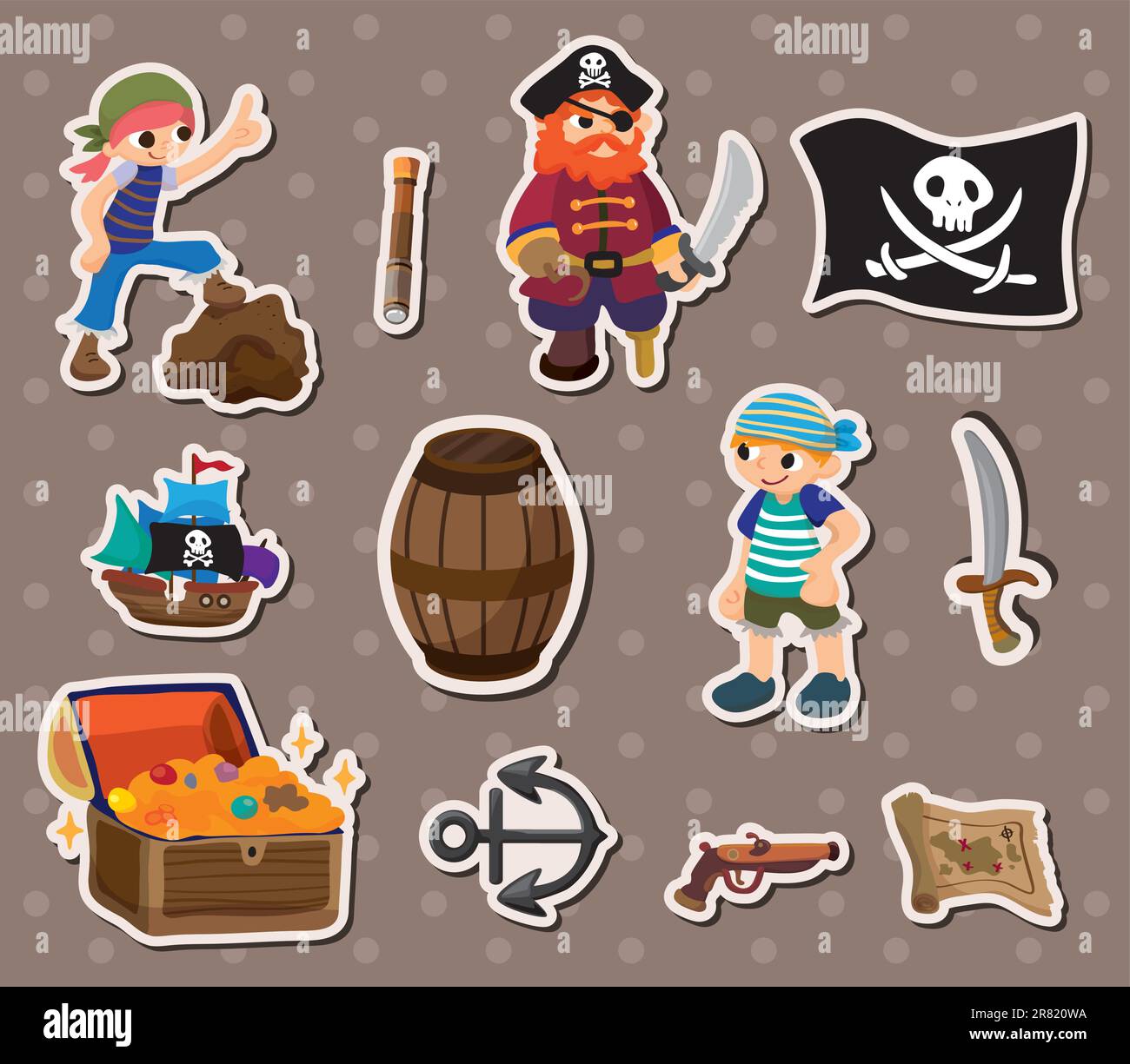 Piraten cartoons schatzkarte Stock-Vektorgrafiken kaufen - Alamy