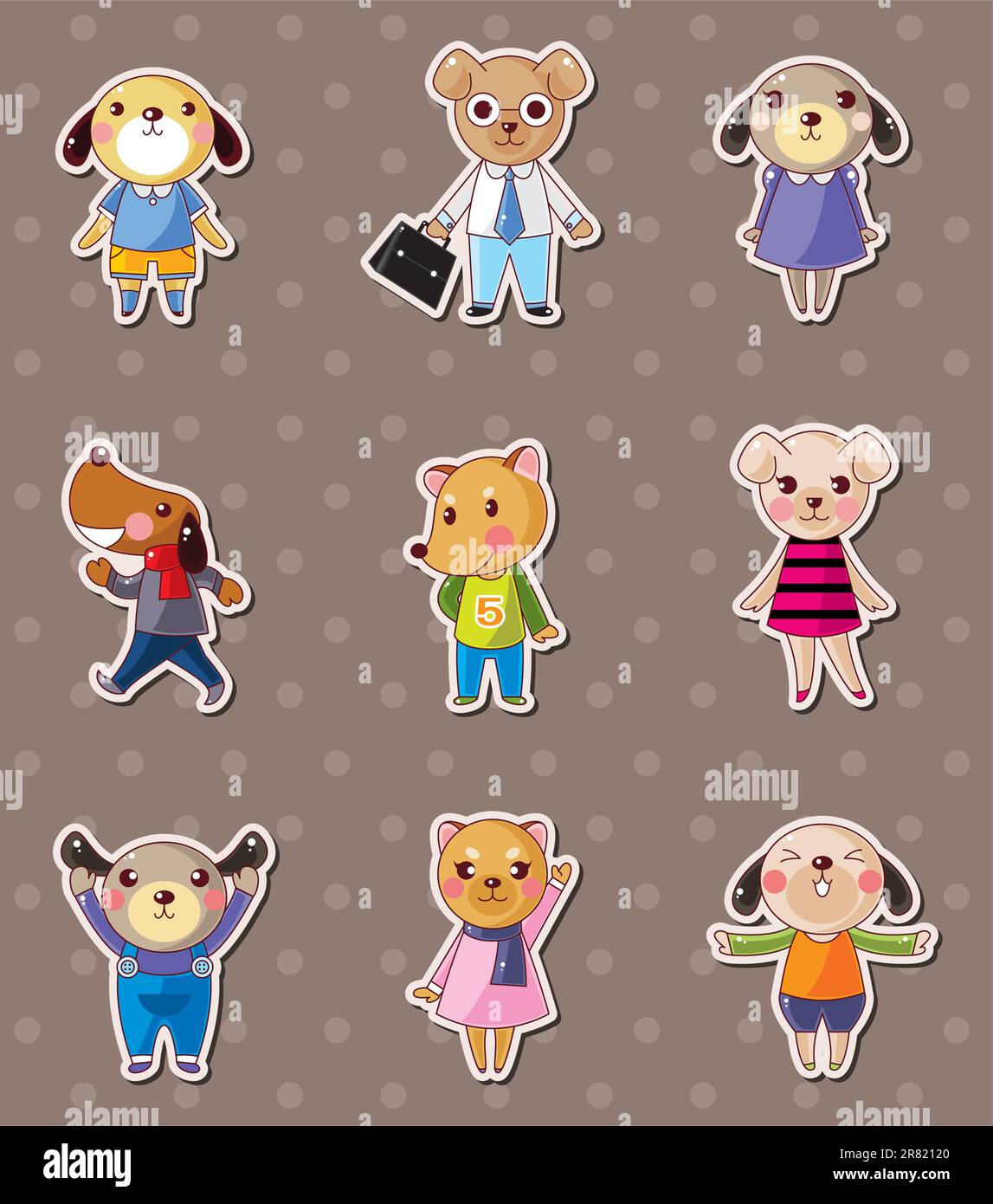 Aufkleber für die Hundefamilie Stock Vektor