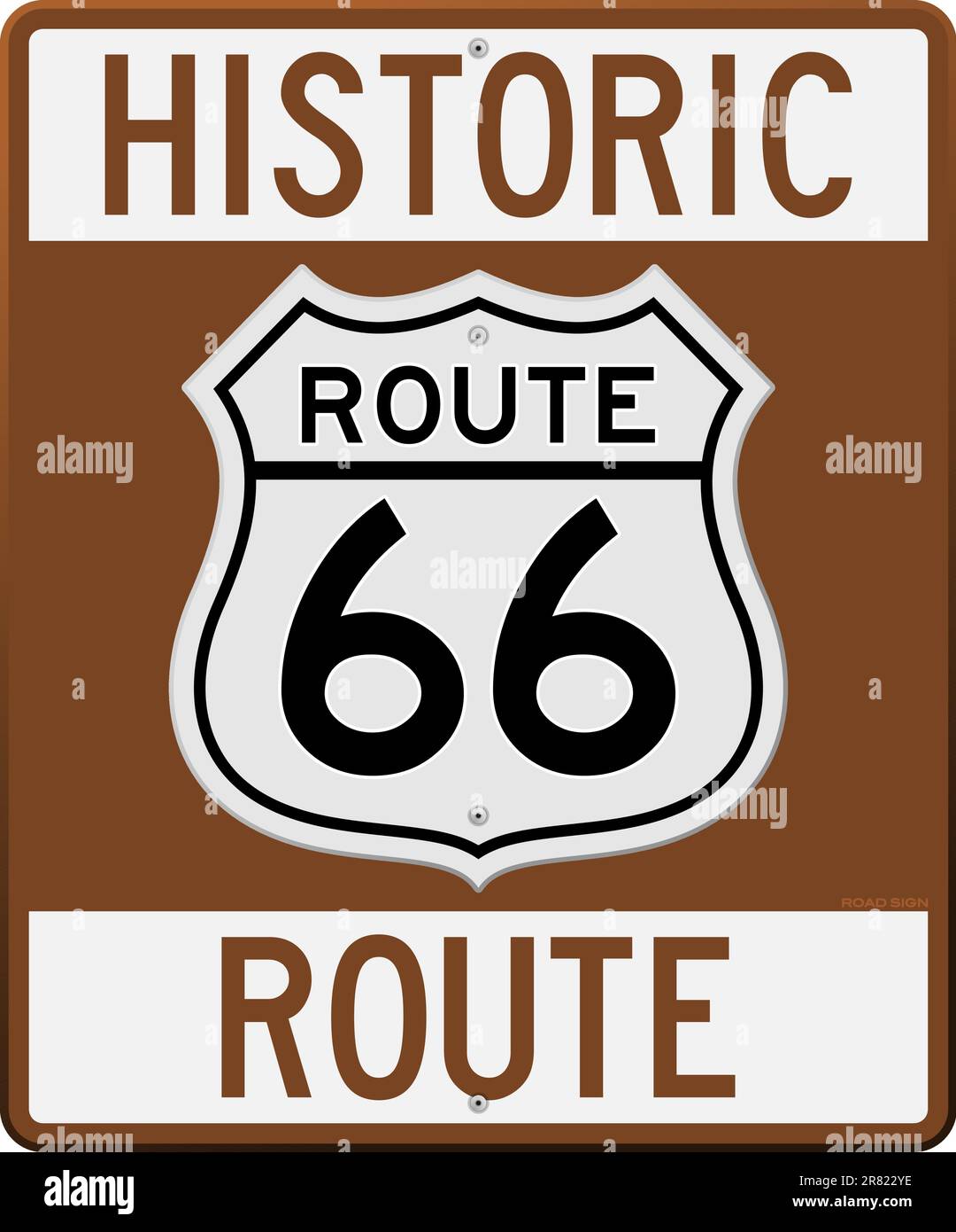 Braunes Schild mit der Aufschrift „Clip Art“ an der historischen Route 66 Stock Vektor