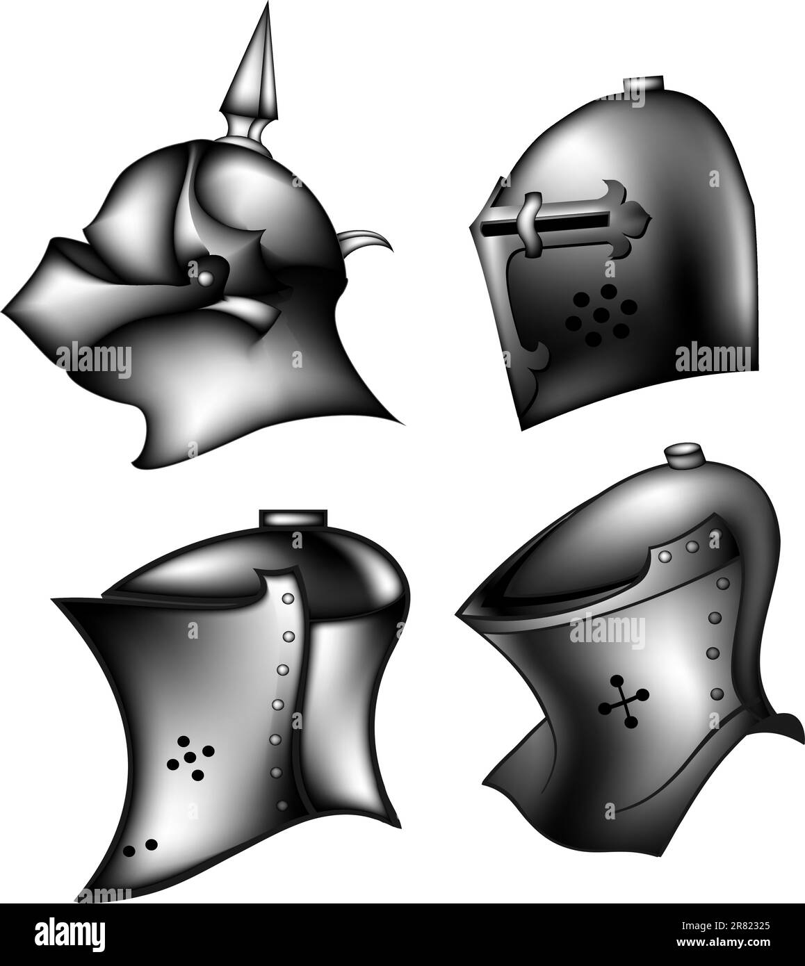 Ein Satz alter helms. Diese Illustration kann als Designerwerk nützlich sein Stock Vektor