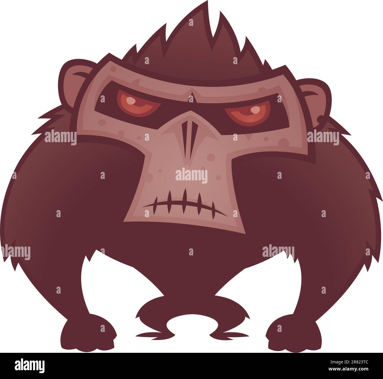 Vektor-Cartoon-Illustration eines wütenden Affen mit roten Augen. Stock Vektor