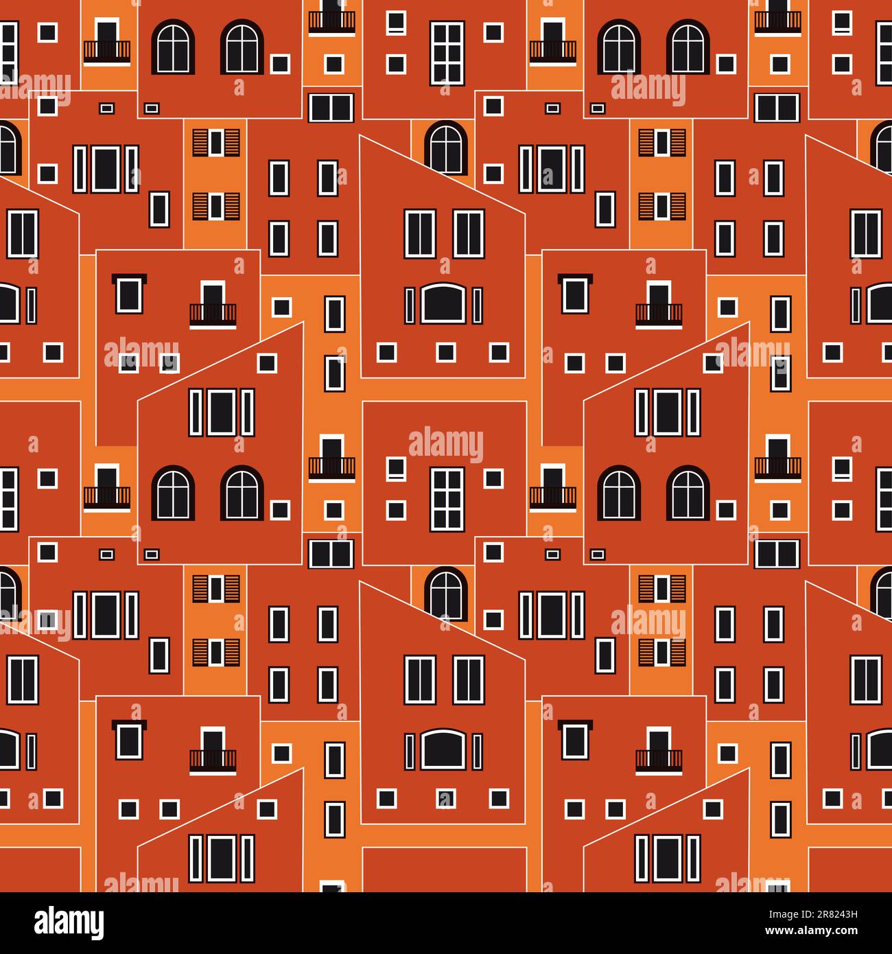 Abstrakte Komposition - Stadtfenster in Orangentönen Stock Vektor