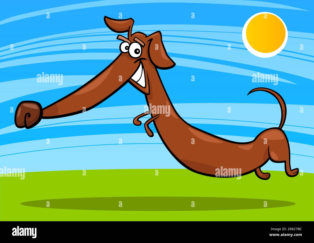 Cartoon-Illustration der glücklich springen Dackel Hund Stock Vektor