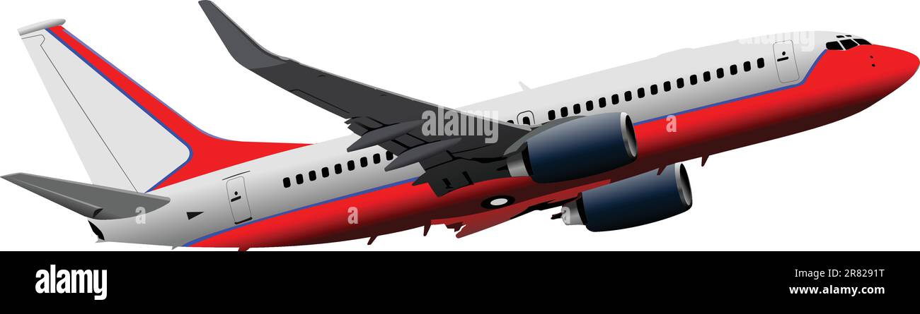 Passagierflugzeug in der Luft. Vektor-illustration Stock Vektor