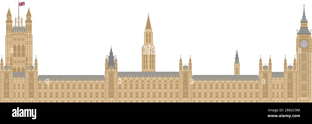 Palace of Westminster Houses of Parliament mit Big Ben Clock Tower in London Illustration Stock Vektor