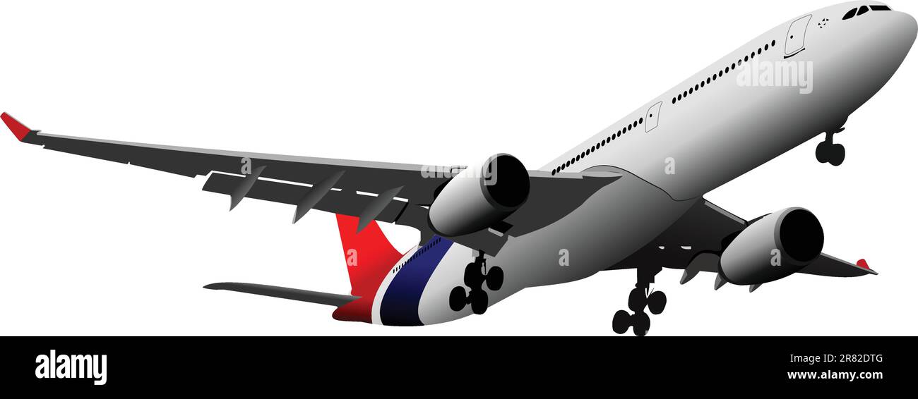 Passagierflugzeug in der Luft. Vektor-illustration Stock Vektor