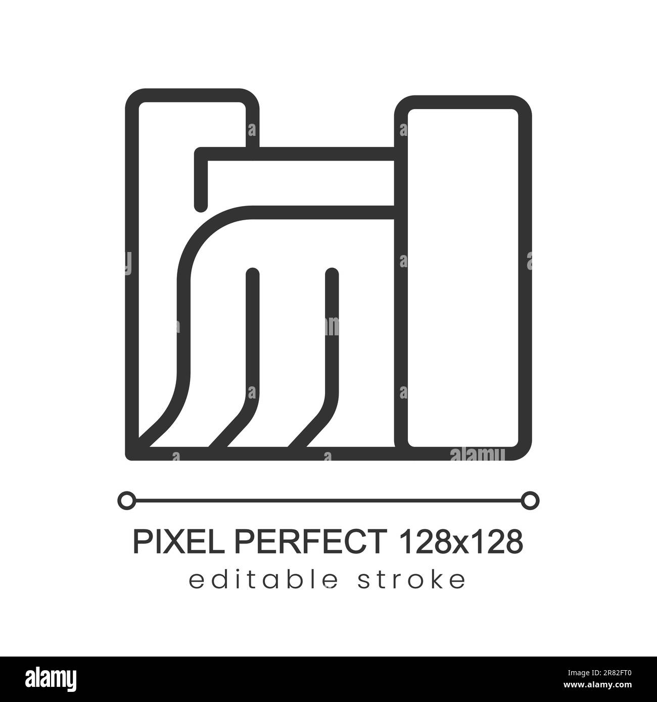 Erneuerbare elektrische Energiequelle Pixel perfekt lineares Symbol Stock Vektor