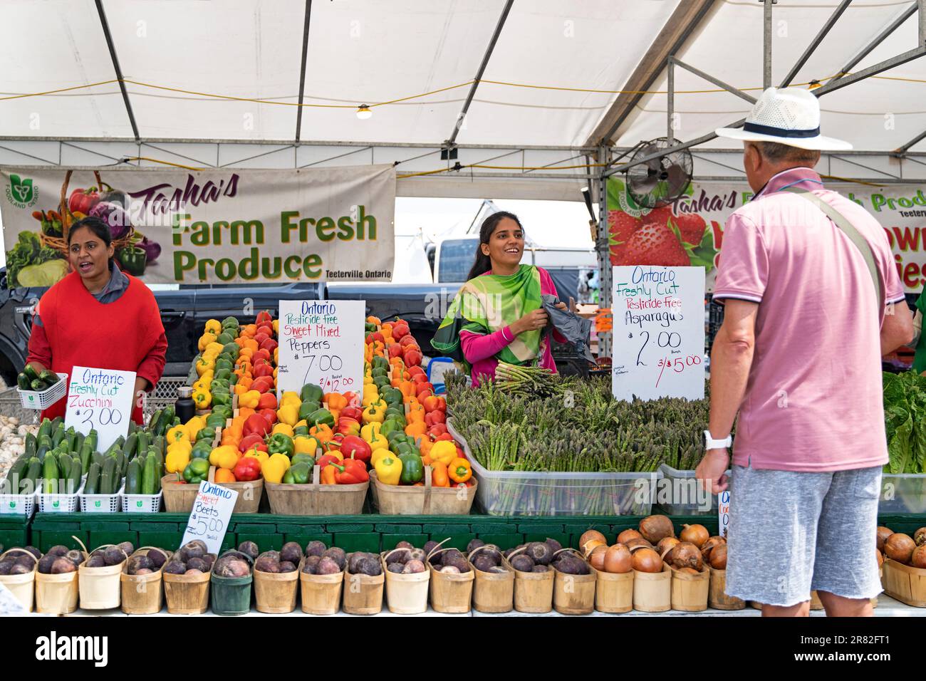 St. Jacobs Farmers Market Obst- und Gemüsehändler, Ontario, Kanada Stockfoto