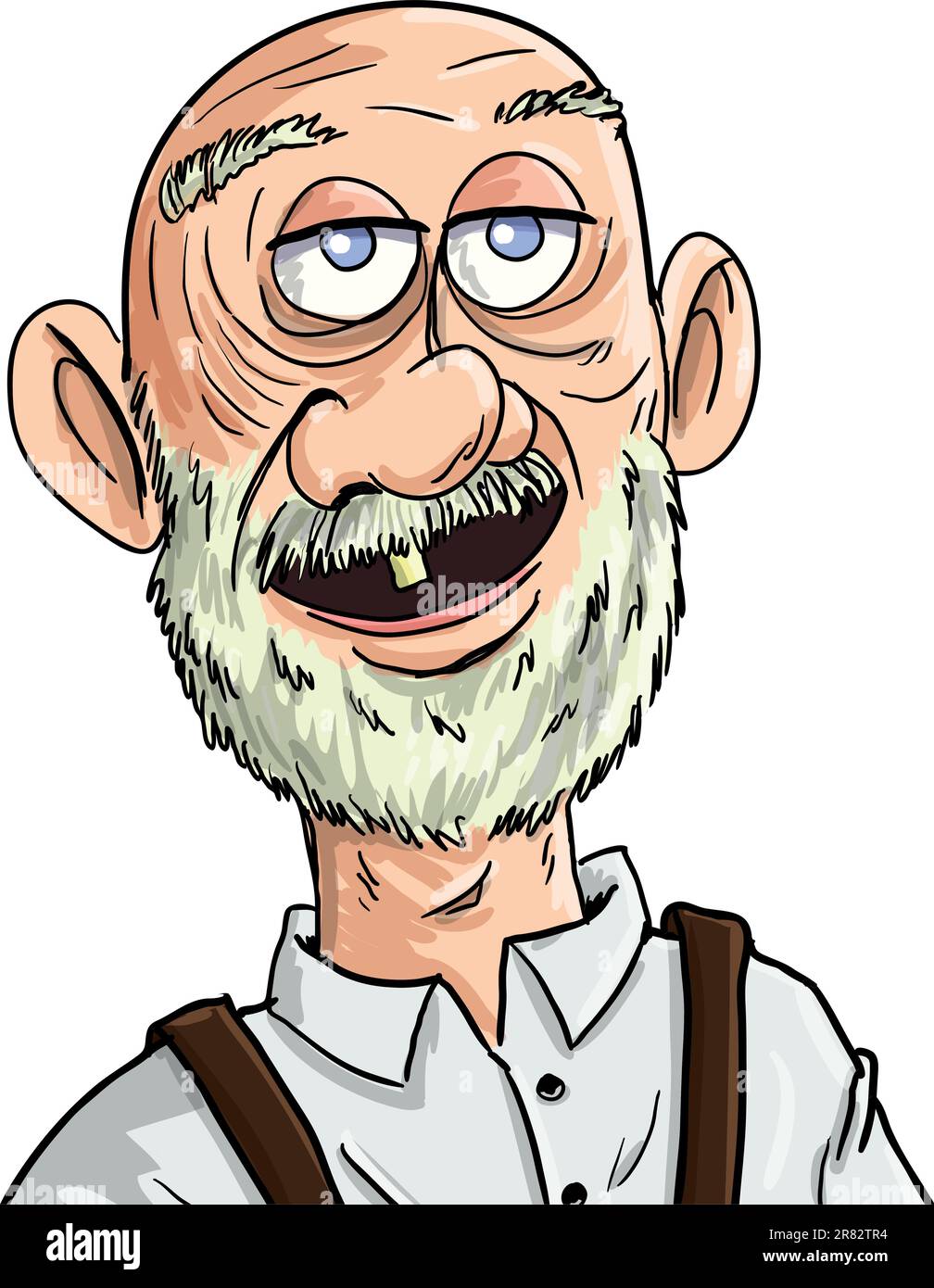 Cartoon alter Mann mit einem Zahn. Isoliert Stock Vektor