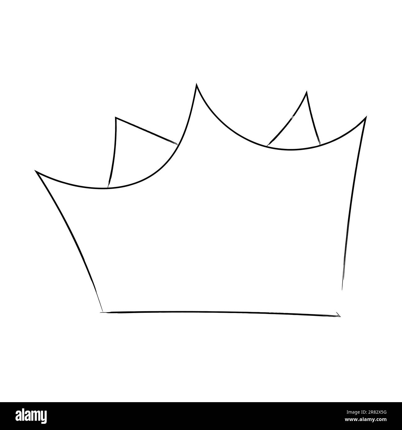 Königliche Krone, Königin oder Prinzessin diaden, Diadem, König im Kritzelstil, handgezeichnete Linie isoliert auf weißem Hintergrund. Vektordarstellung Stock Vektor