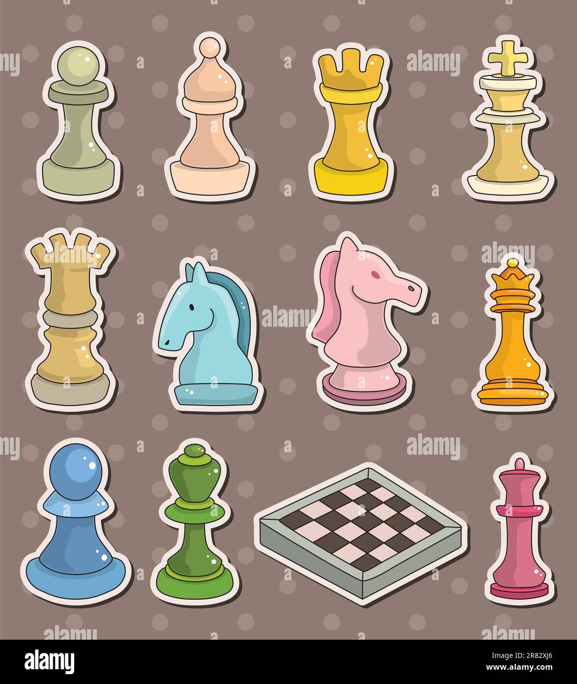 Schach Und Schachbrettset Schachbanner Realistische Zeichnung