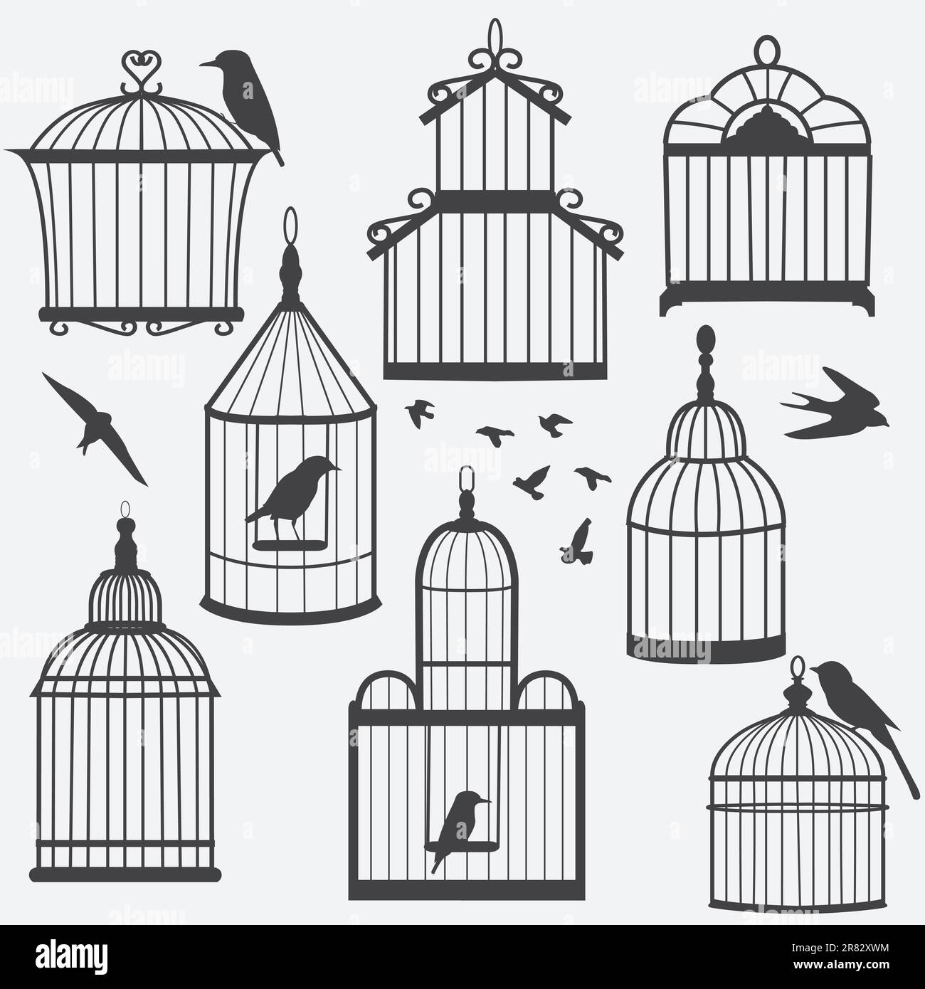 Vogelkäfig-Silhouette, Vektordarstellung Stock Vektor