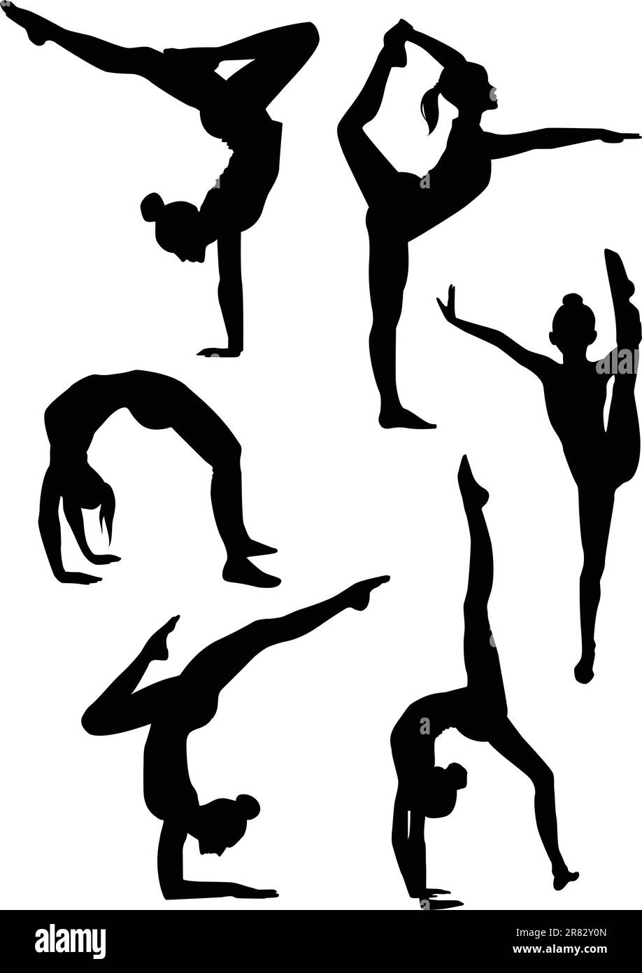 Vektordarstellung einer Turnerin, die Silhouetten trägt Stock Vektor