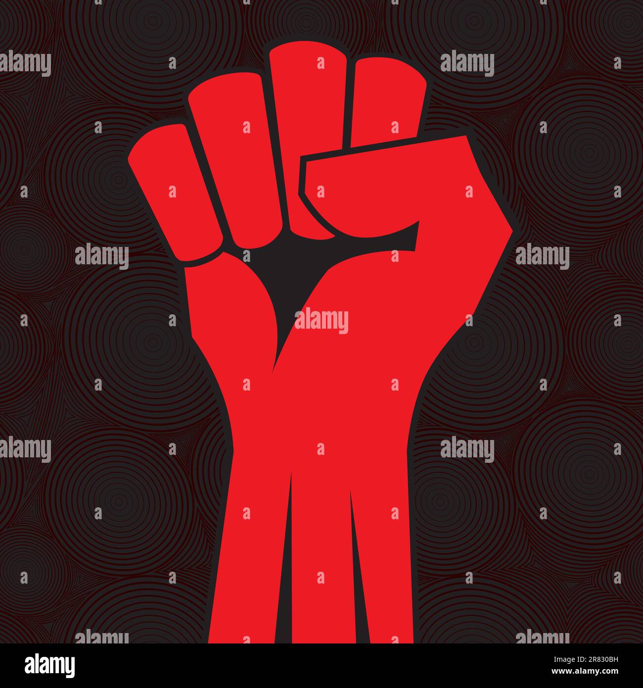 Roter geballter Handvektor. Sieg, Aufstand. Revolution, Solidarität, Punsch, stark, Streik, Abbildung ändern. Stock Vektor