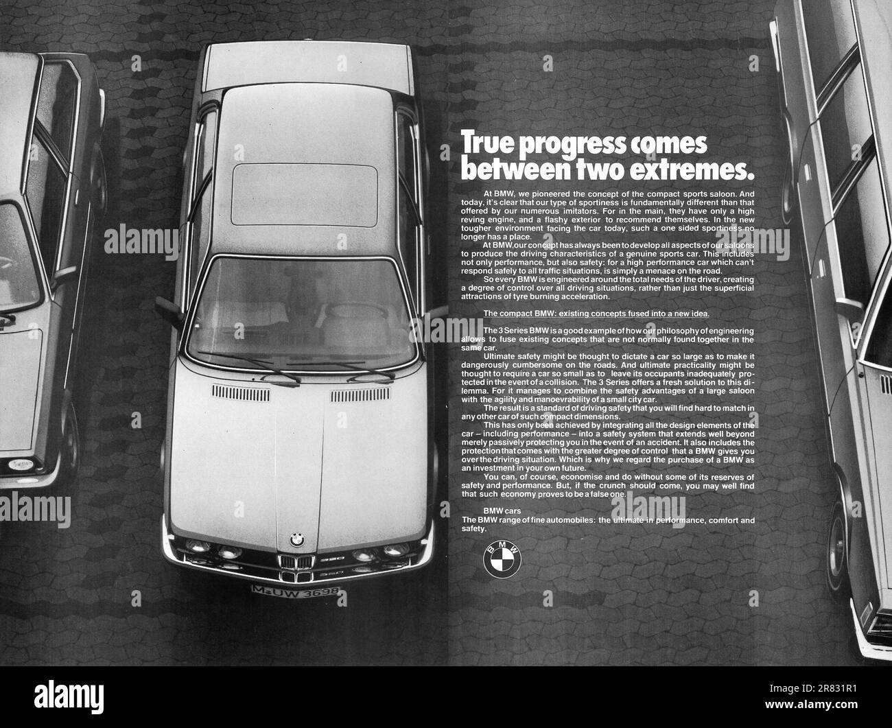 BMW-Werbeanzeige der 3-Serie in einem Magazin 1979 Stockfoto