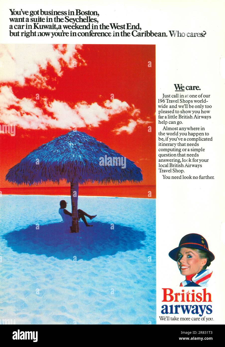 British Airways Werbung in einer NatGeo Zeitschrift 1979 Stockfoto