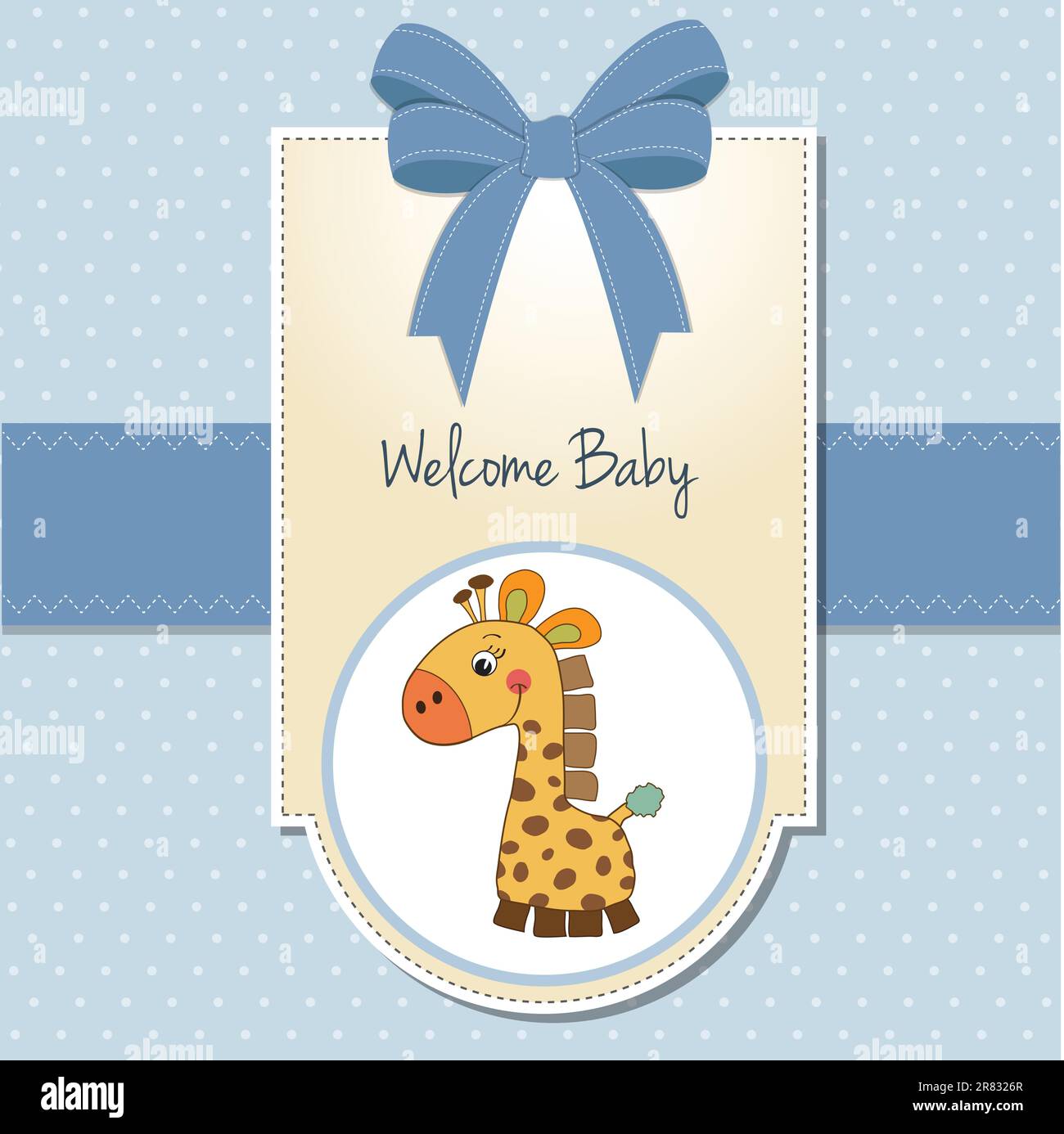 Baby Boy Willkommenskarte mit giraffee Stock Vektor