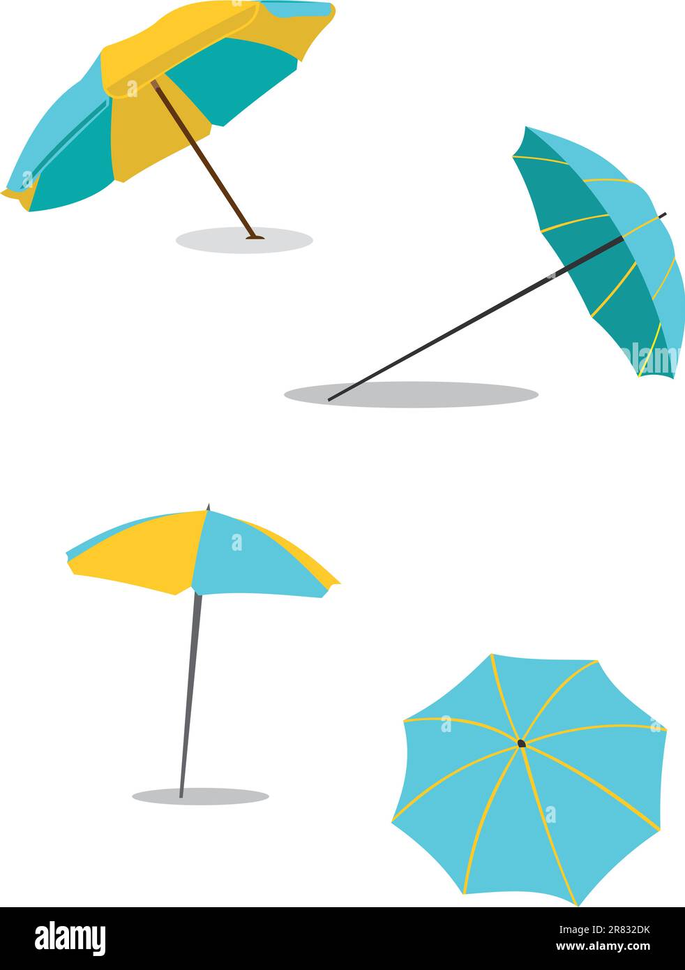 Sonnenschirm. Ein Satz Schirme. Sonnenschutz Stock Vektor