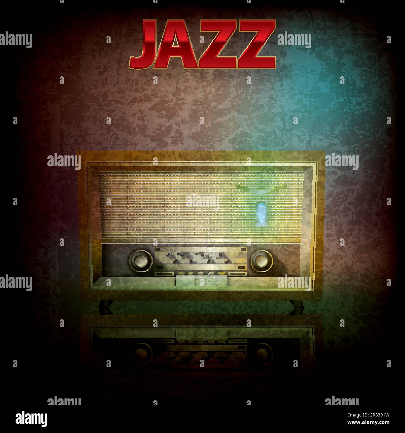 abstrakte jazz Grunge Hintergrund mit Retro-radio Stock Vektor