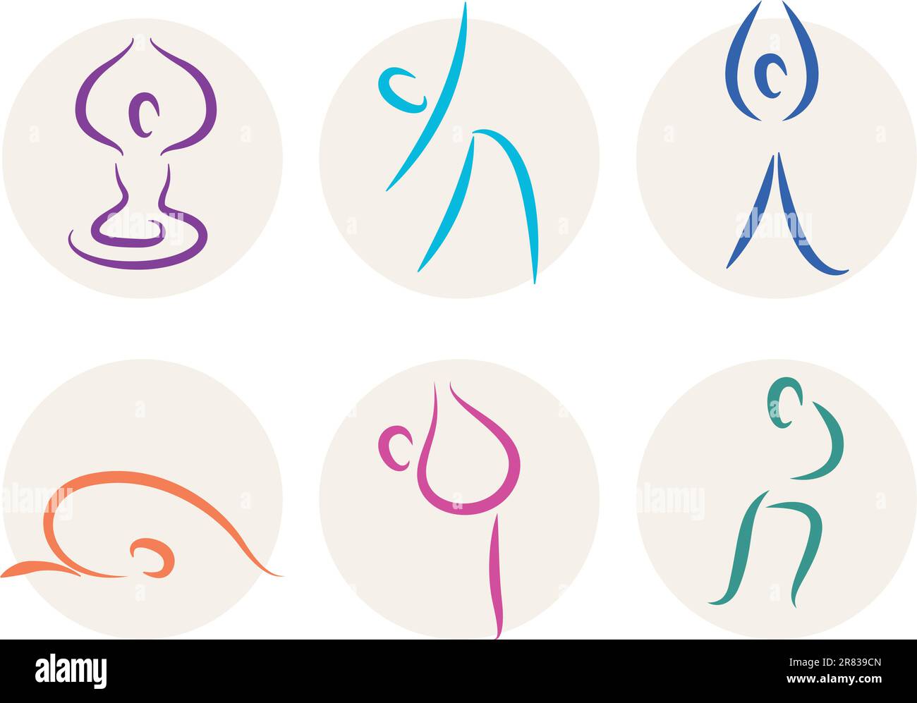 Vektorset mit verschiedenen Yoga-Posen. Stock Vektor