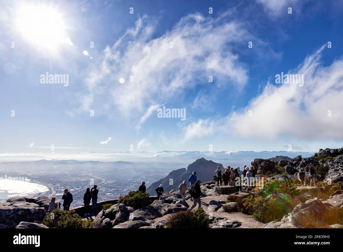 Blick vom Gipfel des Tafelbergs - Kapstadt, Südafrika Stockfoto