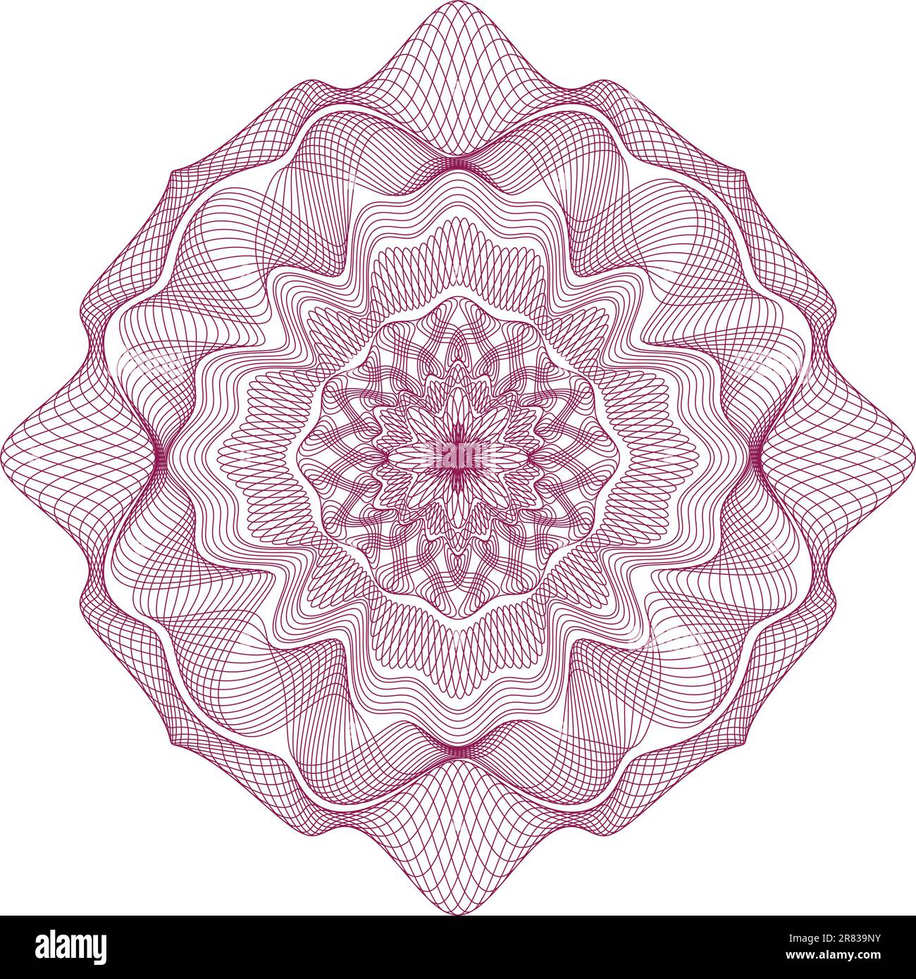 Guilloche Red Element for Certificate or Diploma, Currency and Money Design / Vector / Alle Zeilen sind einfach zu bearbeiten Stock Vektor