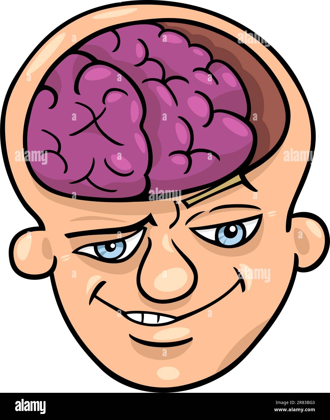 Humorvolle Karikatur Illustration von Brainy Mann oder Smart Guy Stock Vektor