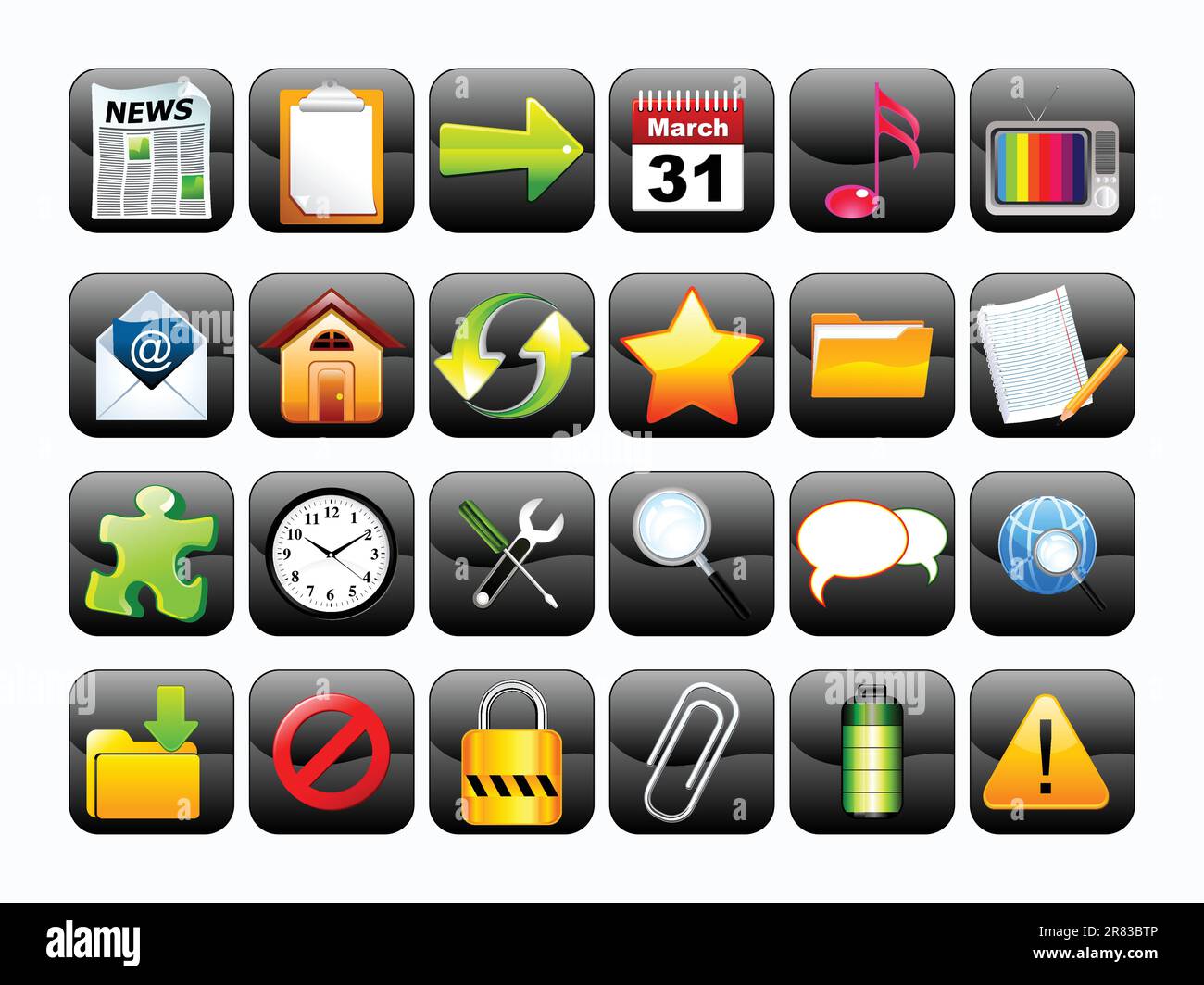 Abstrakte Vektordarstellung für glänzende Websymbolgruppe Stock Vektor