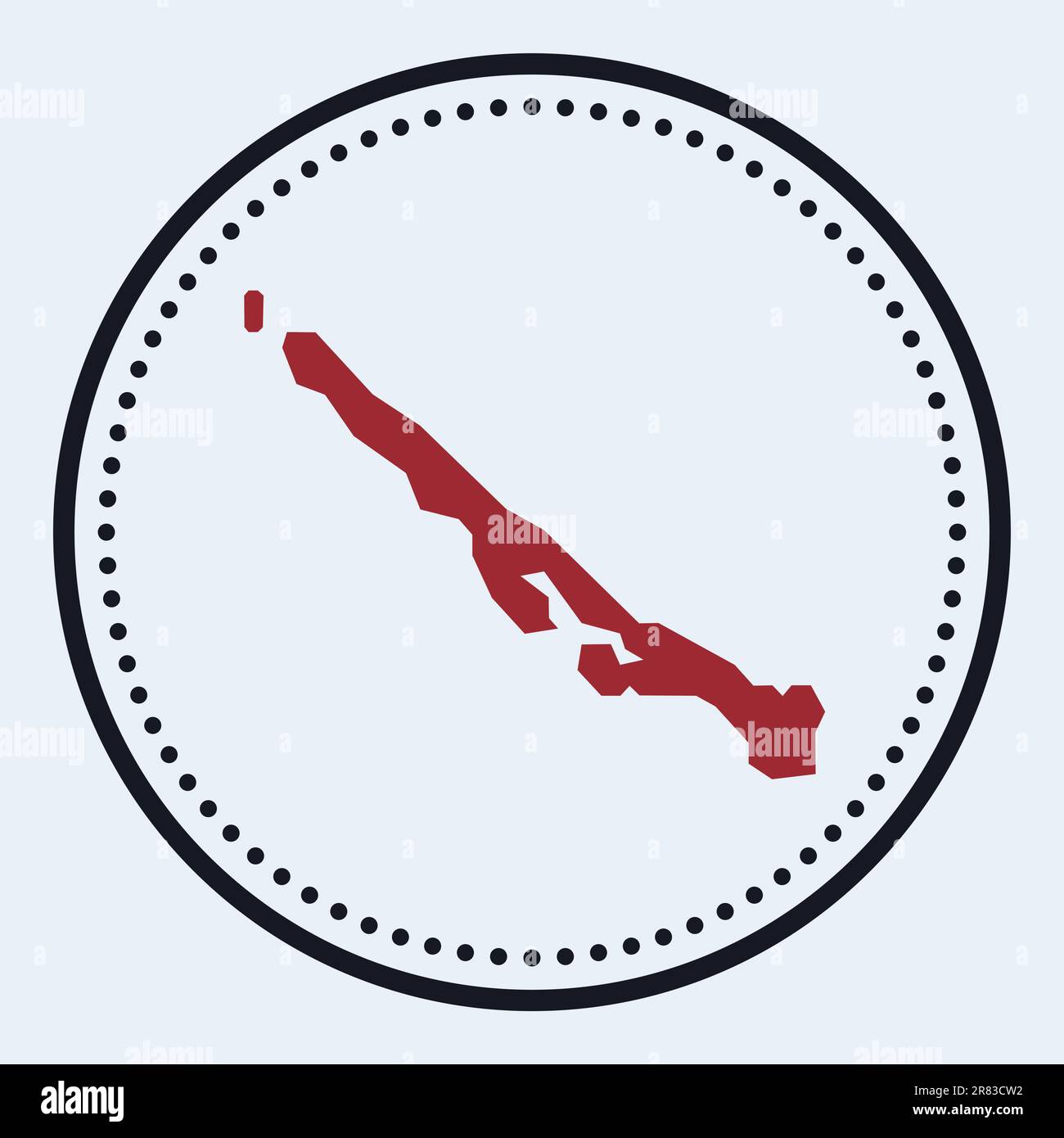 Der runde Stempel von Stocking Island. Rundes Logo mit Karte und Titel. Stilvolles minimalistisches „Island“-Abzeichen mit Karte. Vektordarstellung. Stock Vektor