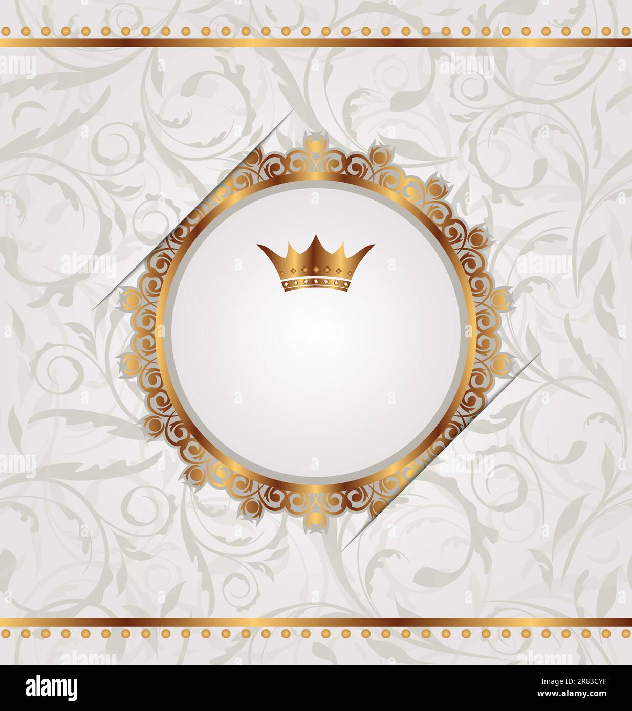 Illustration goldener Jahrgang mit Heraldkrone, nahtlose Blumenstruktur - Vektor Stock Vektor