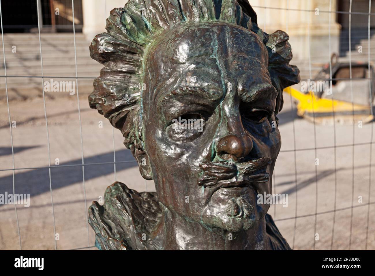 Stockholm, Schweden - 23. Mai 2023: Statuenkopf mit dem berühmten Autor August Strindberg Stockfoto