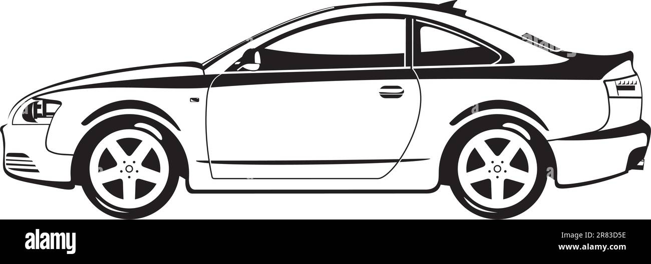 Schwarz-Weiß-Darstellung des Autos. Stock Vektor