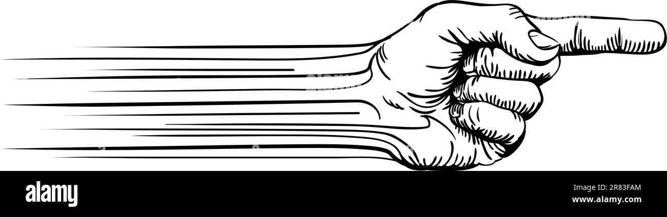 Darstellung der Linien, die in eine Richtung Hand zeigte mit einen Finger bilden Stock Vektor