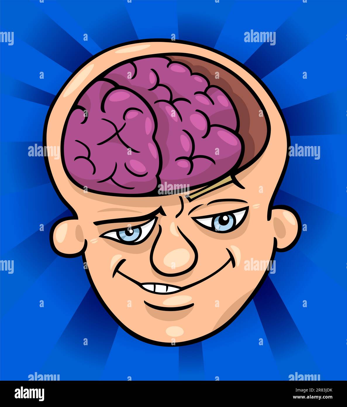 Humorvolle Karikatur Illustration von Brainy Mann oder Smart Guy Stock Vektor