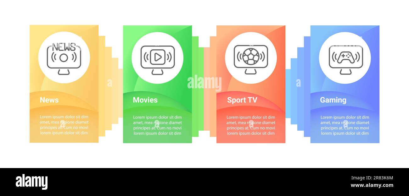 Design-Vorlage für Infografiken von Fernsehprogrammen Stock Vektor