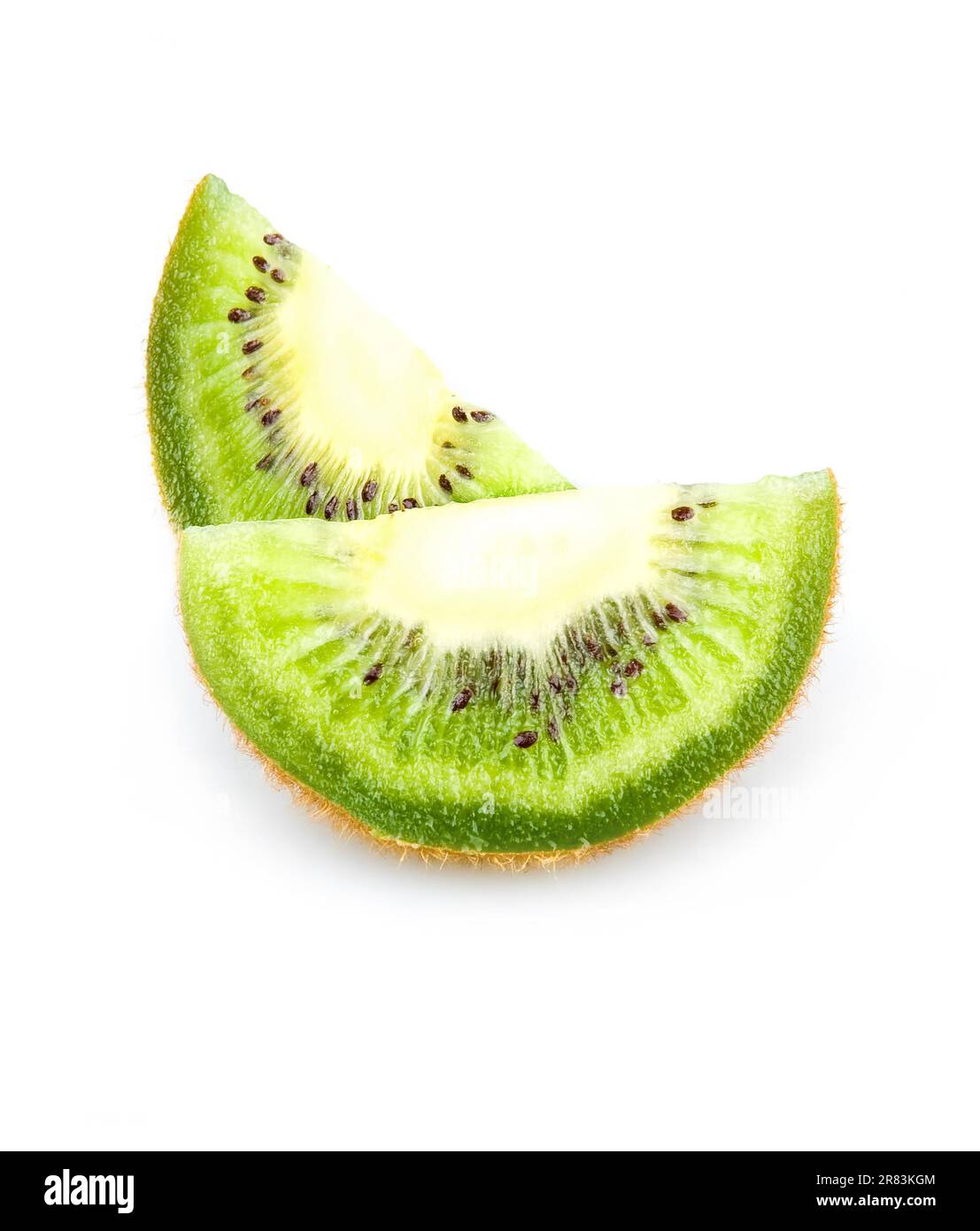 Geschnittener Teil der Kiwi-Früchte, isoliert auf weißem Hintergrund Stockfoto