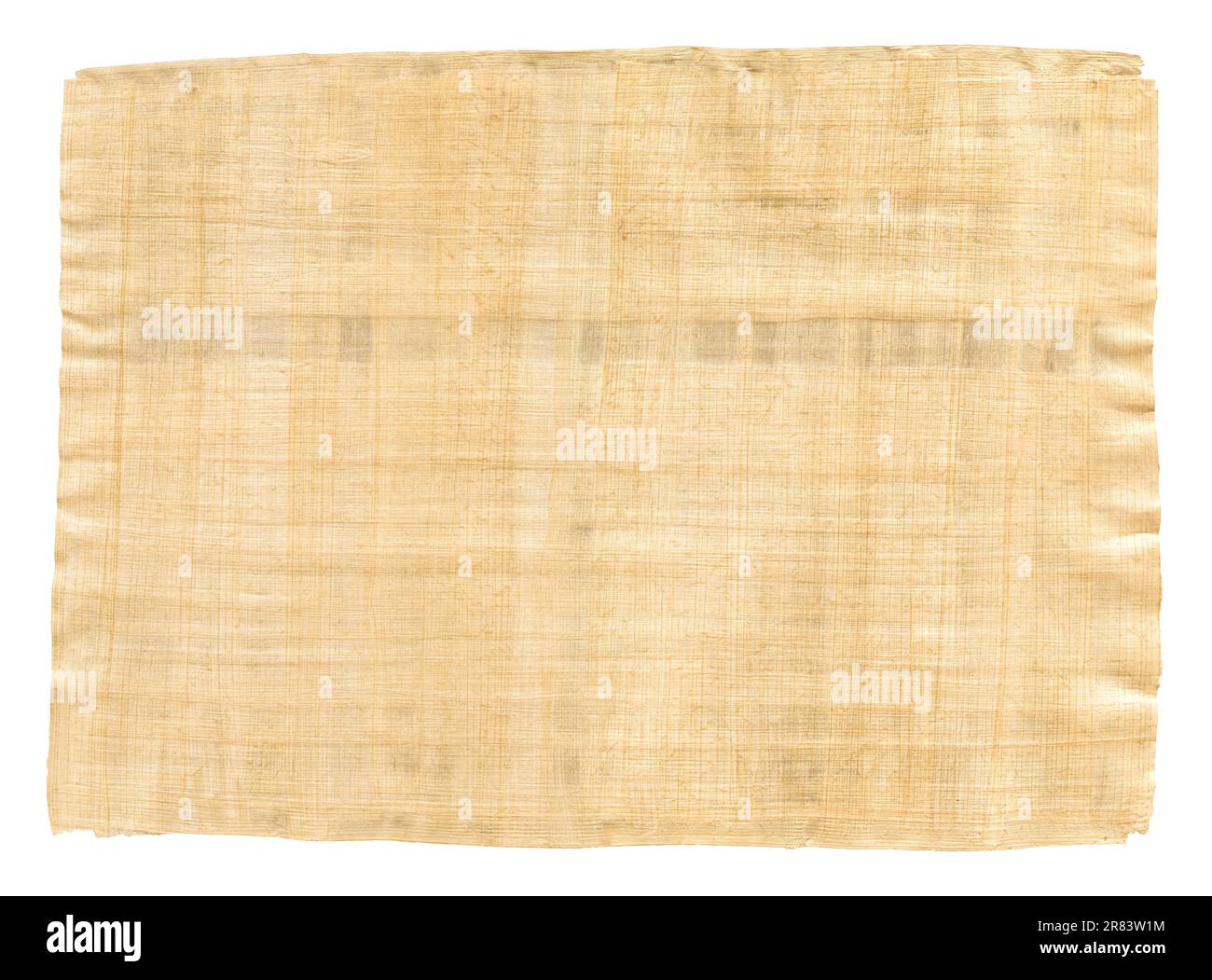 Alte braune Papyrus-Textur isoliert auf weißem Hintergrund Stockfoto