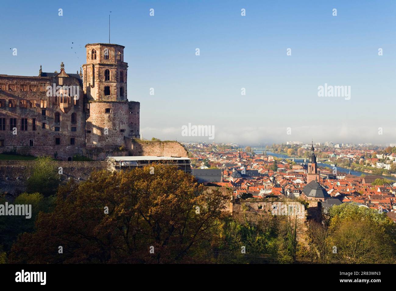 Heidelberger Altstadt, Blick vom Schloss, Heidelberg, Baden-Württemberg, Deutschland Stockfoto