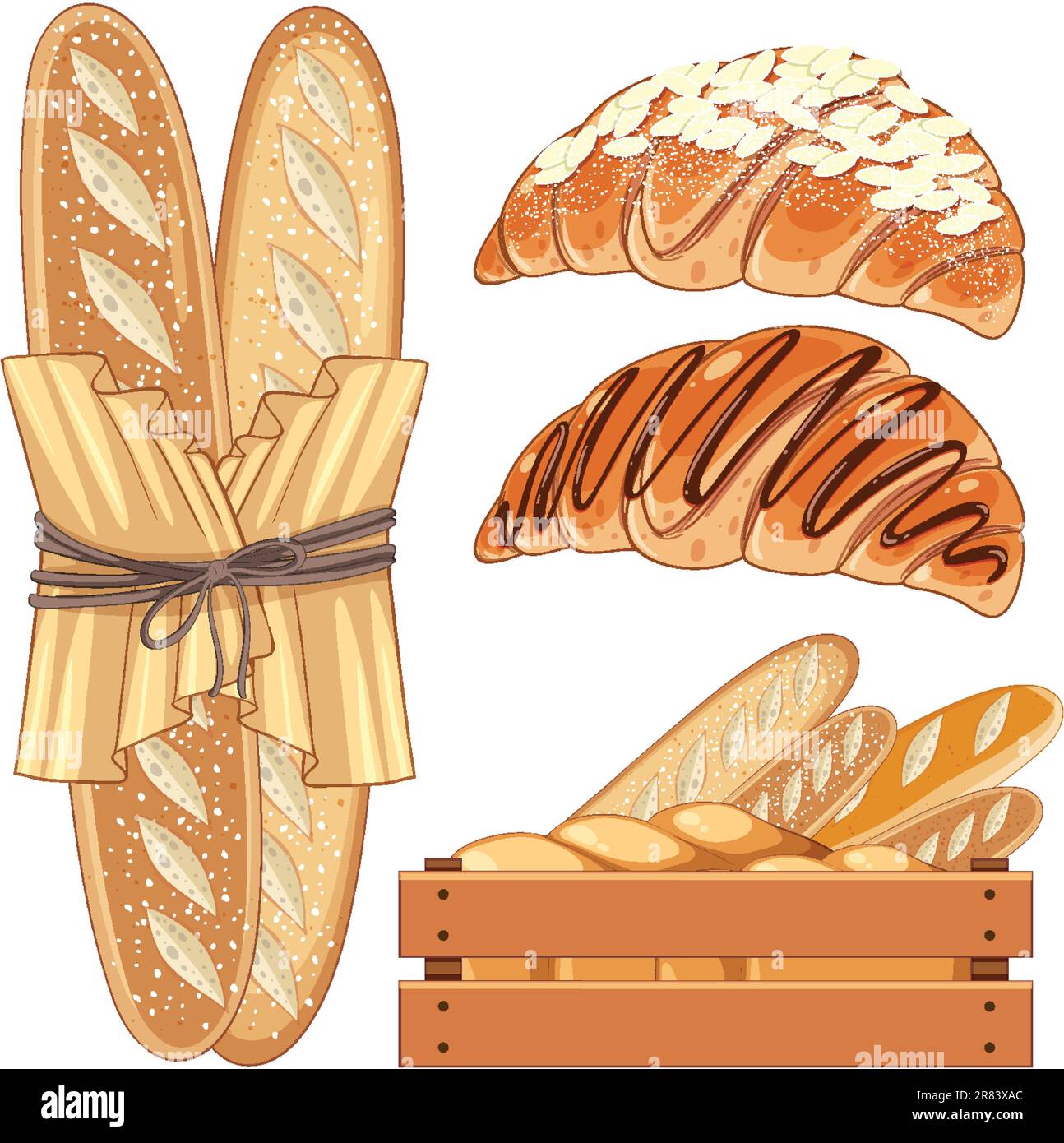 Ein Satz von Cartoons mit Backwaren Stock Vektor