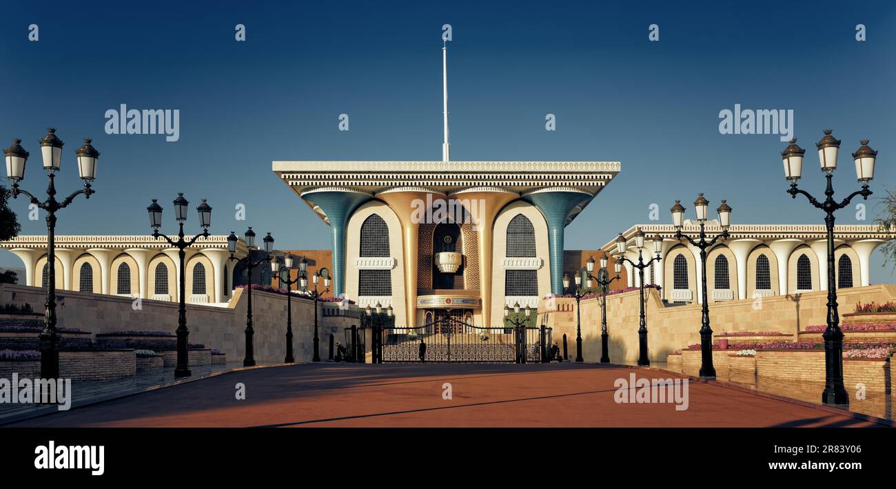 Al Alam Palace, Qaboos bin sagte Al Said. Der Alte Maskat. Sultanat von Oman. Saltanat?um?n. Sultanat Oman. Oman Stockfoto