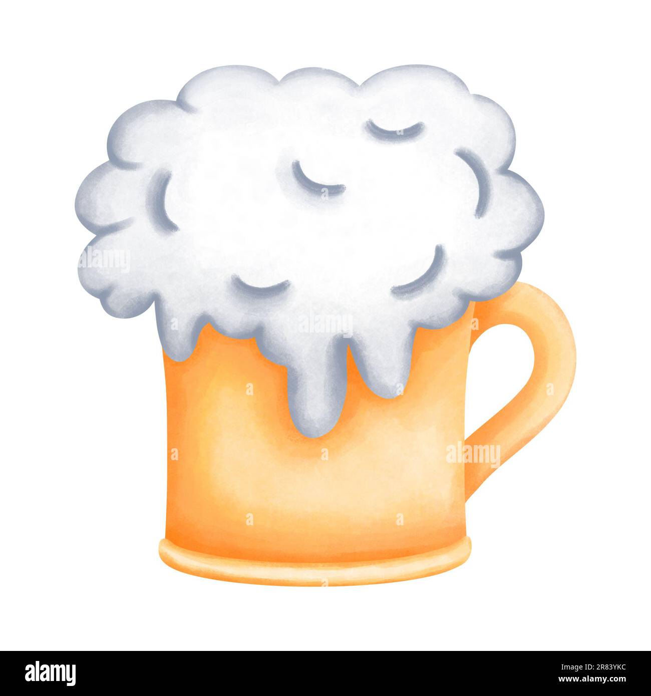 Aquarelle Bierglasdarstellung isoliert auf weißem Hintergrund. Alkoholparty Trinken, Getränkesammlung. Stockfoto