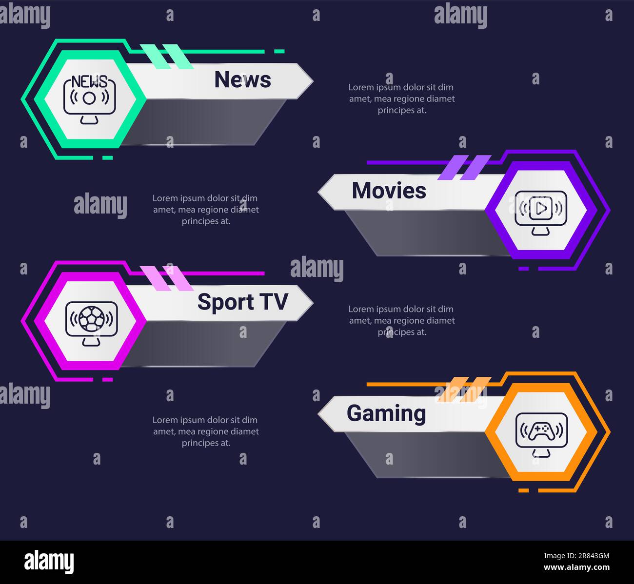 Design-Vorlage für Infografiken von Fernsehprogrammen Stock Vektor