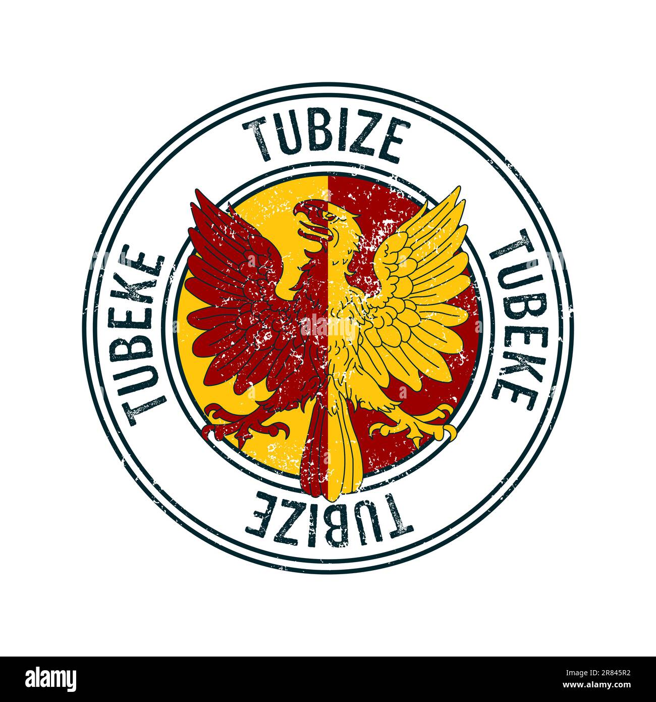 Tubize, Belgien, Vektorstempel aus Grunge-Gummi auf weißem Hintergrund Stock Vektor