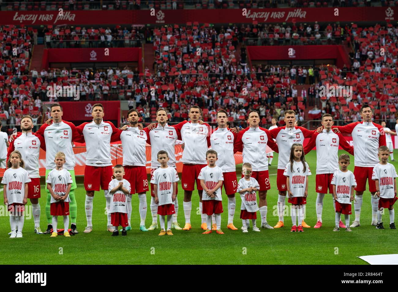 WARSCHAU, POLEN - 16. JUNI 2023: Freundschaftsspiel Polen gegen Deutschland 1:0. Gruppenbild-Team aus Polen. Stockfoto