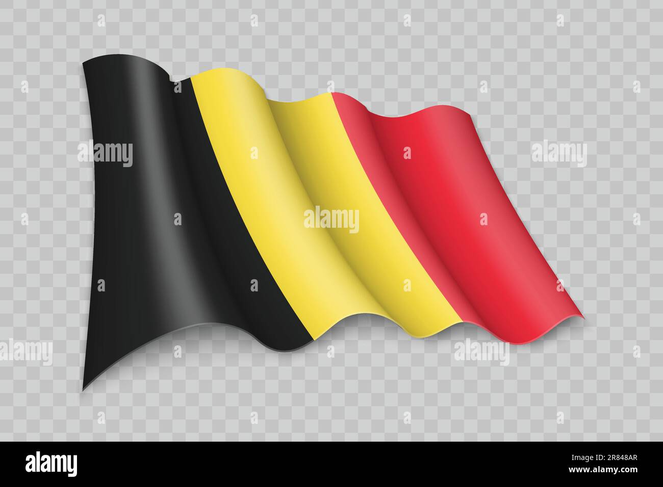 3D realistische Wendel-Flagge Belgiens auf transparentem Hintergrund Stock Vektor
